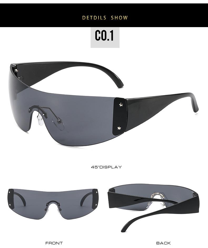 Occhiali da Sole Monoblocco con Montatura Grande Stile Europeo & Americano Chic Y2K per Donna
