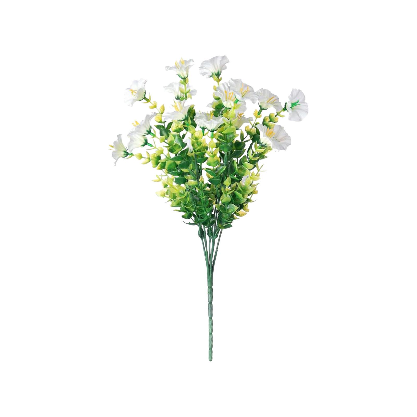 Искусственные цветы для улицы Искусственные растения Искусственное уличное озеленение Утренние анти-УФ пластиковые кустарники Украшения One Size белый