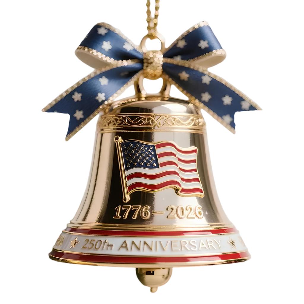 USA 250th Anniversary Bell Ornament Handmade Patriotic Commemorative Doorbell for Patriotic Holidays Christmas Tree