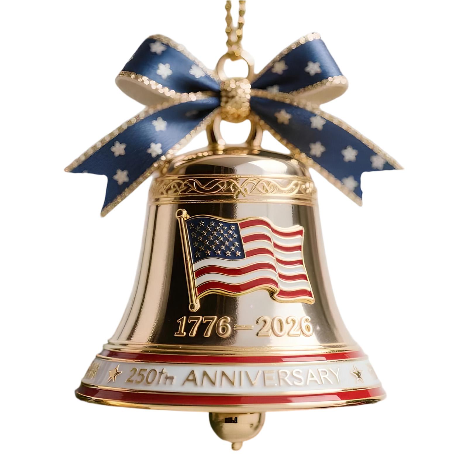 

Vintage-Style Metal Commemorative Bell America Founding 250th Commemorative Bell for Patriotic Holidays Christmas Tree синий