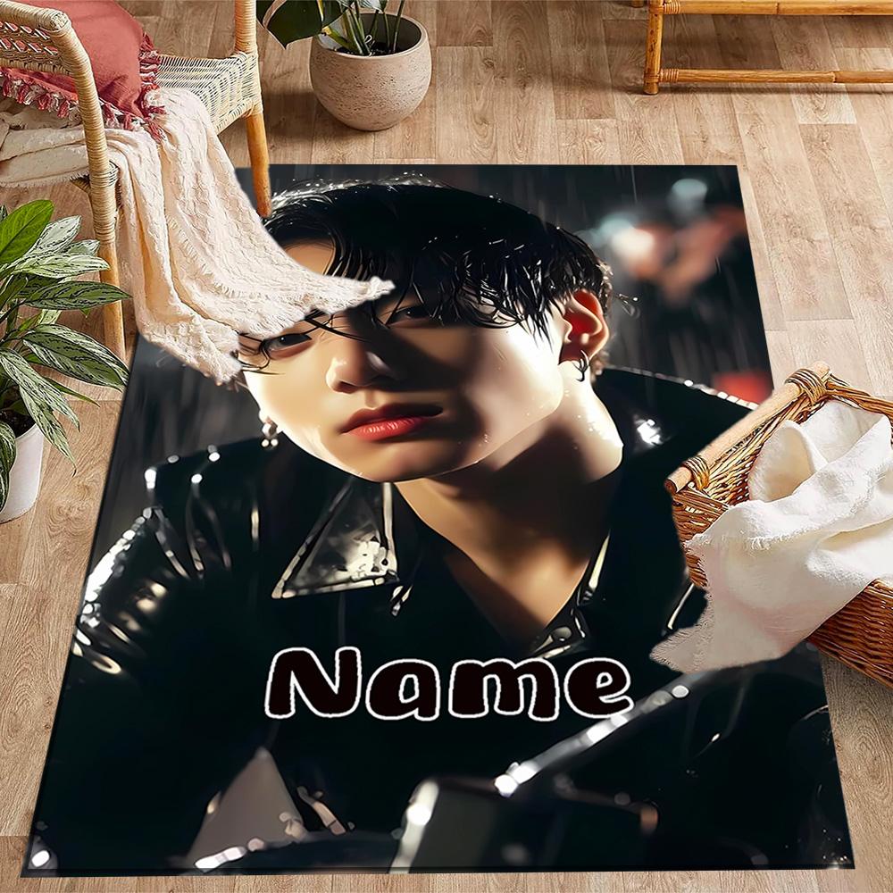 Bold Unique Style Customizable Name Carpet Design for Entryway Kitchen Foyer Decorate room Anti-slip Rug Anime Office Decor Best for Christmas