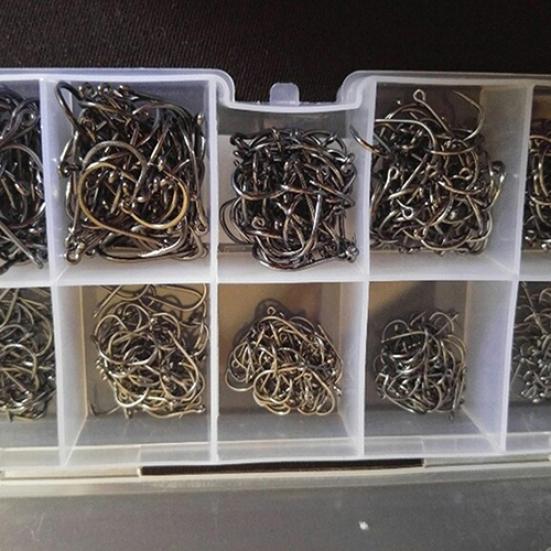 MUQZI Sports Accessory 500 Pcs Fish Jig Hooks with Hole Fishing Hook Tackle Box Carbon Steel Fishhook