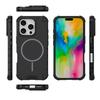 For iPhone 16 Pro Magnetic Case Corrugated Texture Heat Dissipation Shockproof TPU+PC Phone Back Cover