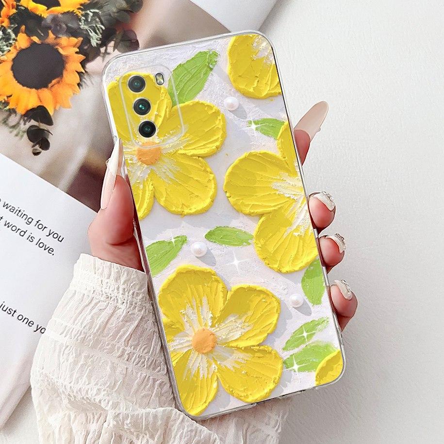 For Xiaomi Poco M3 Case Poco M3 Pro 5G Cover Fashion Flower Bowknot Capa Soft Slim Silicone Bumper For Xiaomi PocoM3 M3Pro Shell