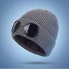 Unisex Goggle Knitted Beanie Hat with Removable Glasses Thick Fleece Lined Windproof Warm Winter Skull Cap for Outdoor Skiing Snowboarding