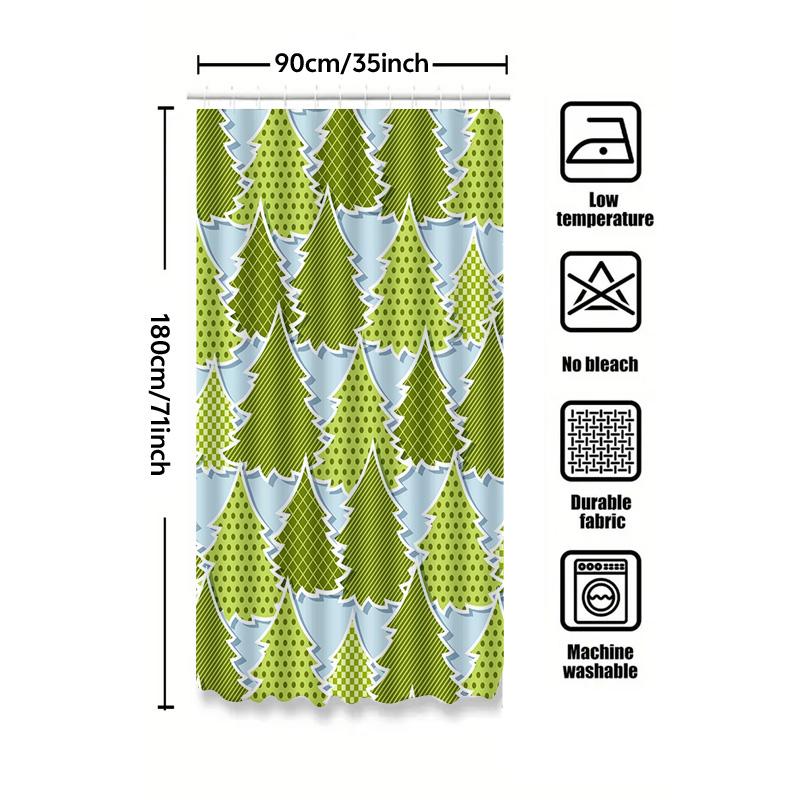 Tu Shower Curtain Nature Forest Trees Scenic Backdrop Bathroom Decor Greenery Botanical Washable Waterproof Home Textile