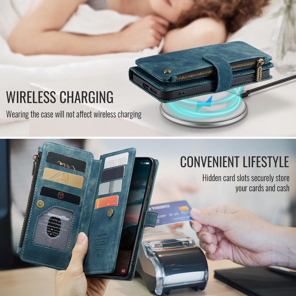 For Samsung Galaxy S26 Phone Cases with Strap CASEME C30 Zipper Multiple Card Holder PU Leather Cover