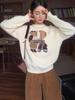 Retro Cartoon Bear Jacquard Knit Sweater - Autumn Loose Fit for Women, Korean Style 2025