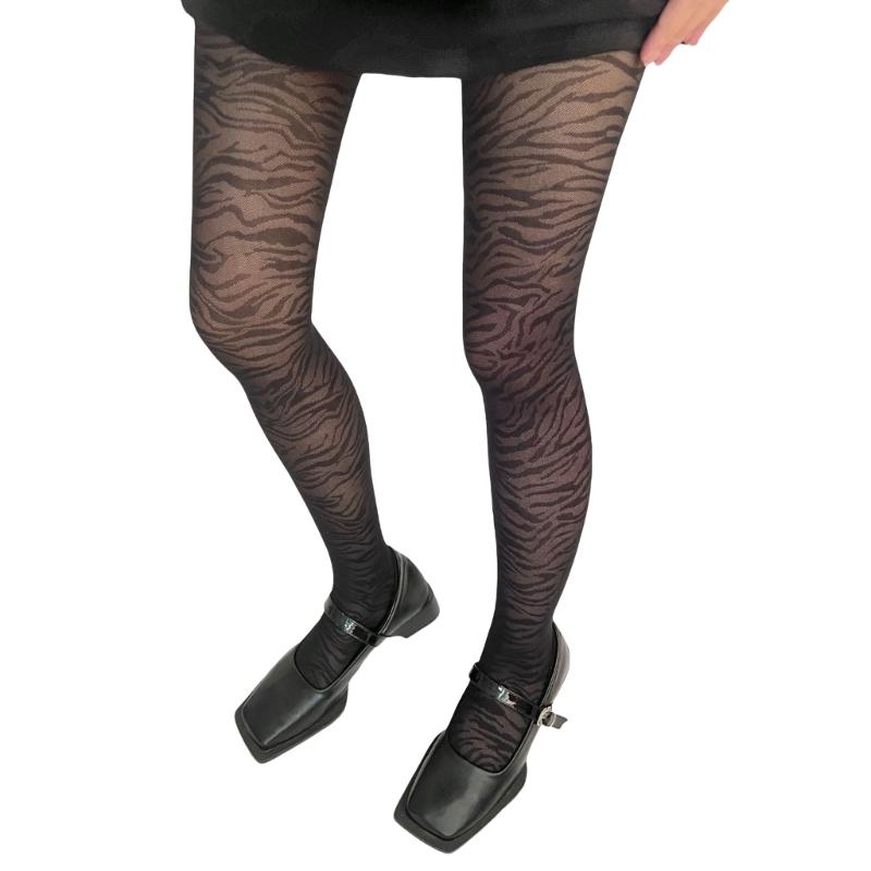 Women Fashionable Zebras Patterned Tights Hosiery Sheer Mesh Animal Print Pantyhose Stockings for Party and Casual Wear 1