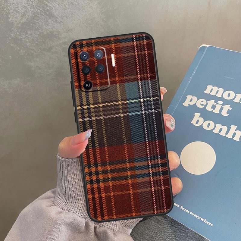 Scottish Plaid Warm Plaid Case For Oppo A80 A40 A60 A98 A78 A18 A38 A58 A16 A76 A96 A17 A77 A74 A94 A54 A57S A15 Cover