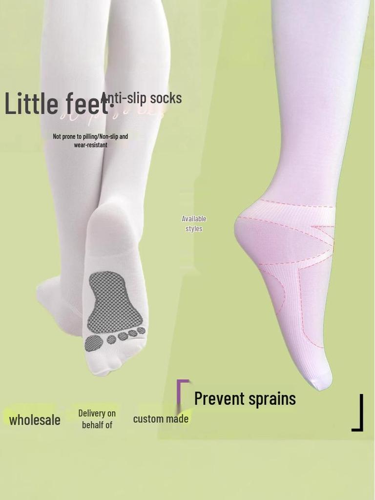 Non-Slip Children's Ballet Dance Socks - Thin 80D Anti-Sprain Tights for Spring and Summer
