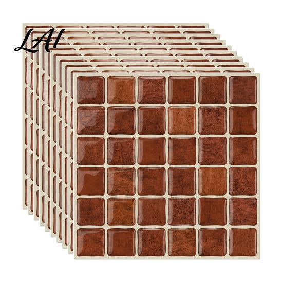 Waterproof Kitchen Backsplash Decal 10Pcs 3D Mosaic Wall Sticker Oil-Proof Tile Decal Peel And Stick Stickers Backsplash Self-Adhesive Bathroom