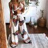 Women Boho 2 Piece Outfit Sets Bohemian Butterfly Print Crop Top+Wide Leg Long Palazzo Pants Summer Beachwear
