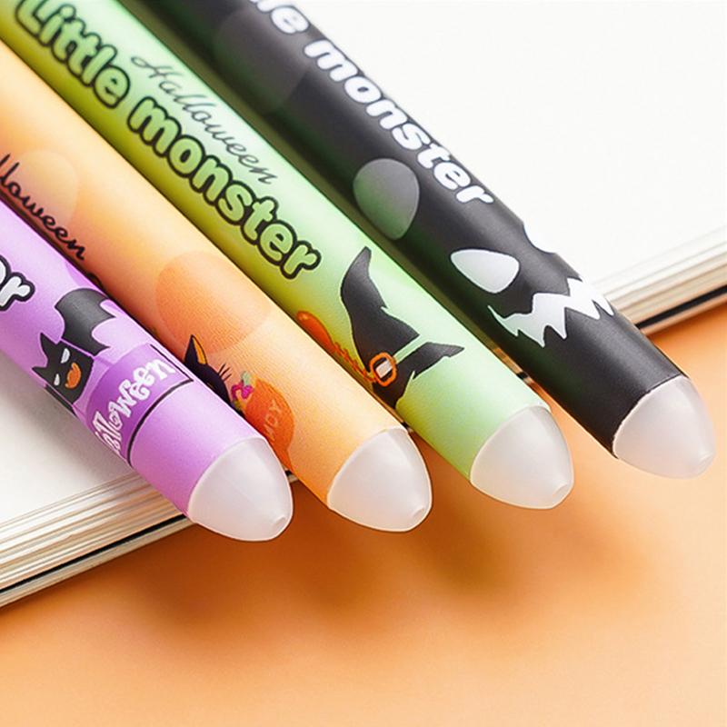 4 Pcs Cartoon Halloween Christmas Erasable Gel Pen Cute 0.5Mm Blue/Black Ink Signature Pens School Supplies Student Gifts