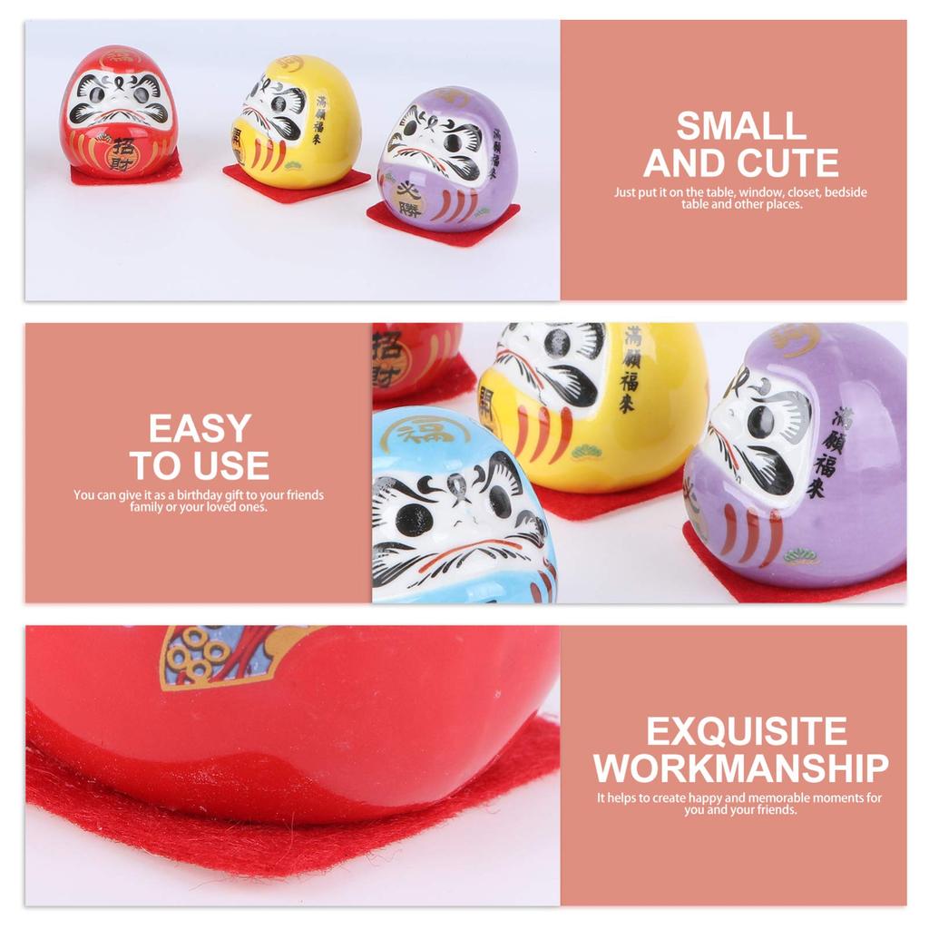 Ledmomo Daruma Figurka Mini Daruma Figurka Keramická figurka 5 kusů 5X4cm Přináší Good Heian Hodně štěstí Nový rok Dekorace Daruma-san Daruma-sama