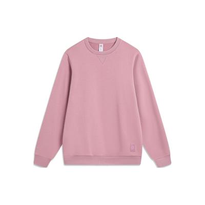 Li Ning China Color Series Einfarbiges Pullover Langarm-Sweatshirt Herren Sweatshirt Sumei-Pink AWDT965-3