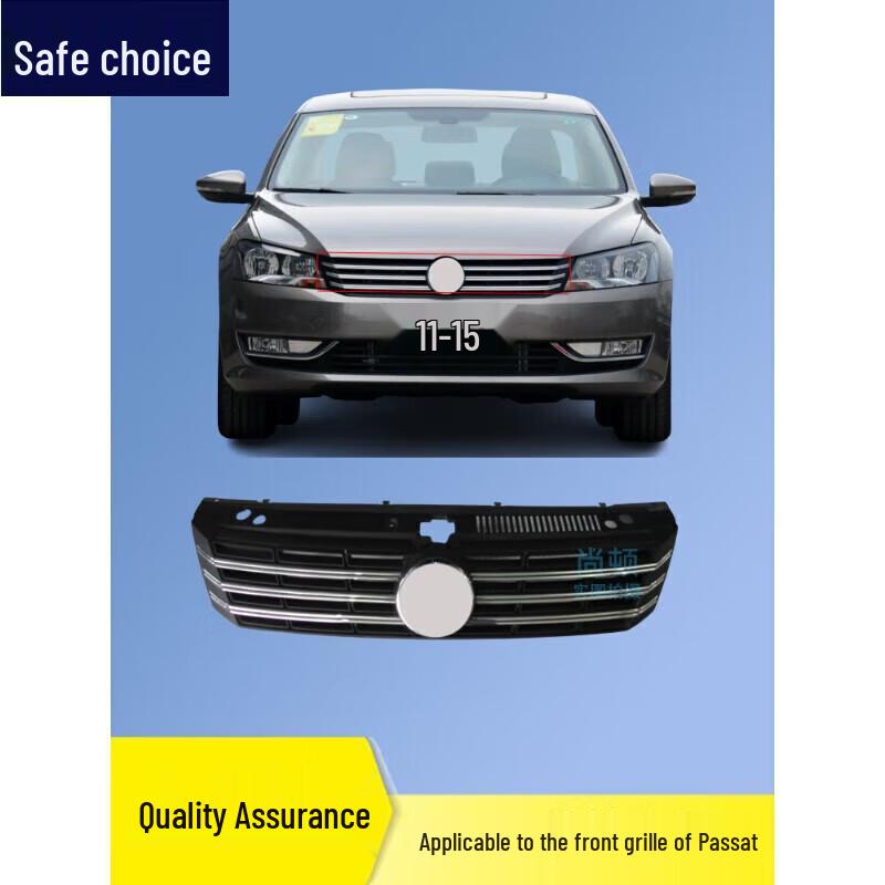 Fits Volkswagen Passat (2011-2015): front grille, lower grille, bumper mesh, fog light bezels.