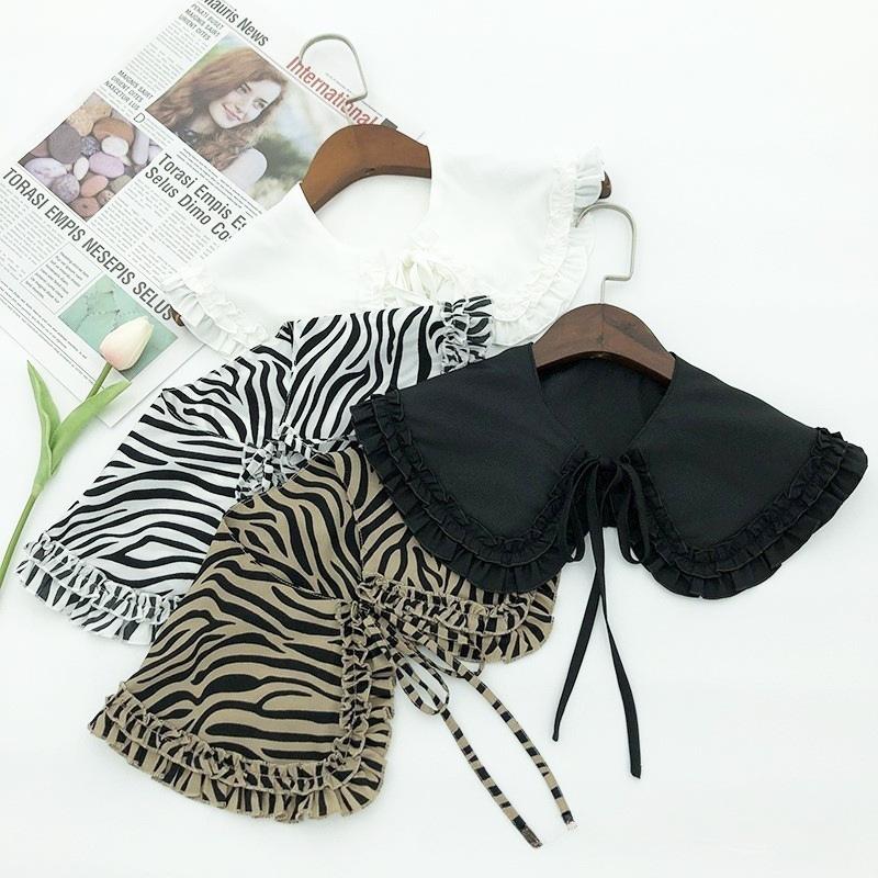 Fashionable versatile shawl double ruffled doll collar festive casual lace-up fake neck women