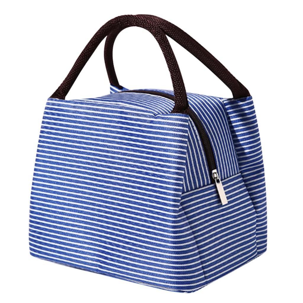 Multi-Tragbar Quadratisch Lunchtasche Waschbar Gestreift, Wiederverwendbar Auslaufsicher Isolierend Tragetasche Bento-Tasche