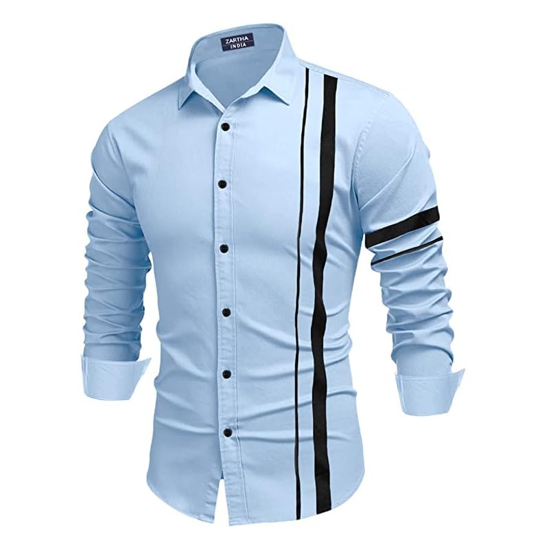 Bellstone Men' Solid Regular Fit Shirt (B8200_Sky