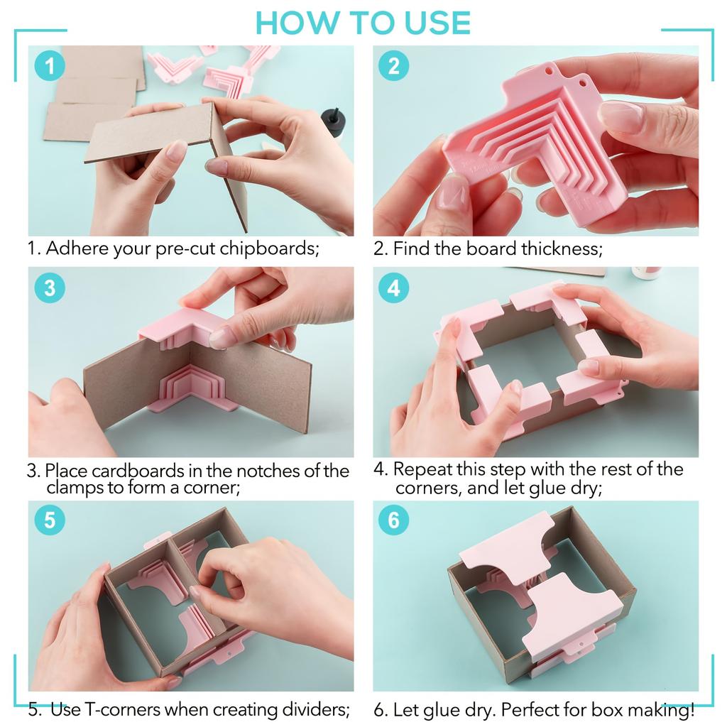 Scrapbook Gift Box Making Divider Assembly Clip Set - Binding Corner Clips, Suitable for Cardboard, Paperboard, Diorama,Divider Mounting Clips