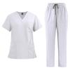 Unisex V-Neck Medical Work Scrub Suit with Pockets and Straight-Leg Pants