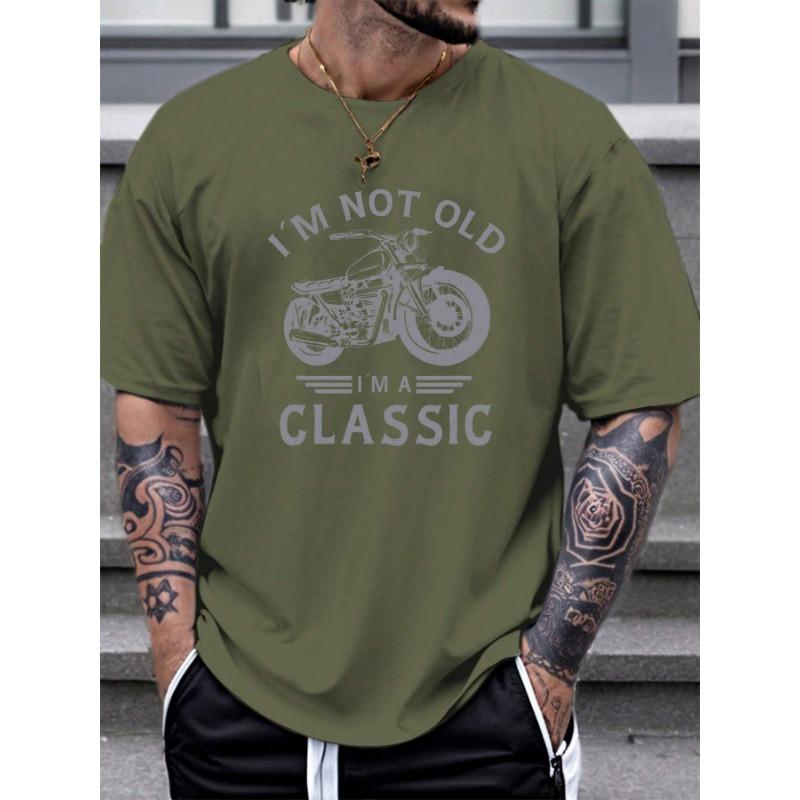 Summer Men's 100% Pure Cotton Casual Loose Classic Model Car Pattern Printed Sports Comfortable Round Neck Short Sleeved T-shirt