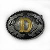 Western Cowboy Ethnic-Style Oval Belt Buckle - English Letters & Tang Grass Pattern Alloy