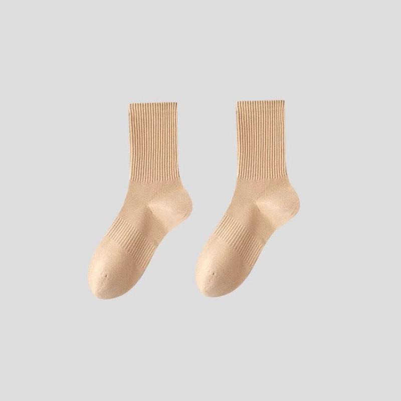 Women's Spring and Autumn 7A Antibacterial Cotton Solid Color Odor Proof Sports Stockings