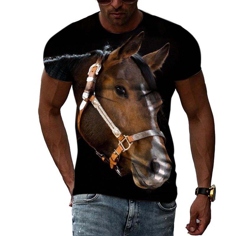 Summer Trendly Men Taste Cool Style Horse Graphic T Shirts Fashion Casual Personality Hip Hop Harajuku Print Streetwear T-shirt