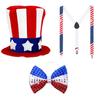Amerikanische Flaggen Thema Onkel Patriotisches Outfit Zubehör Onkel Patriotisches Verkleidungs Kostüm Beinhaltet Hut Fliege Hosenträger