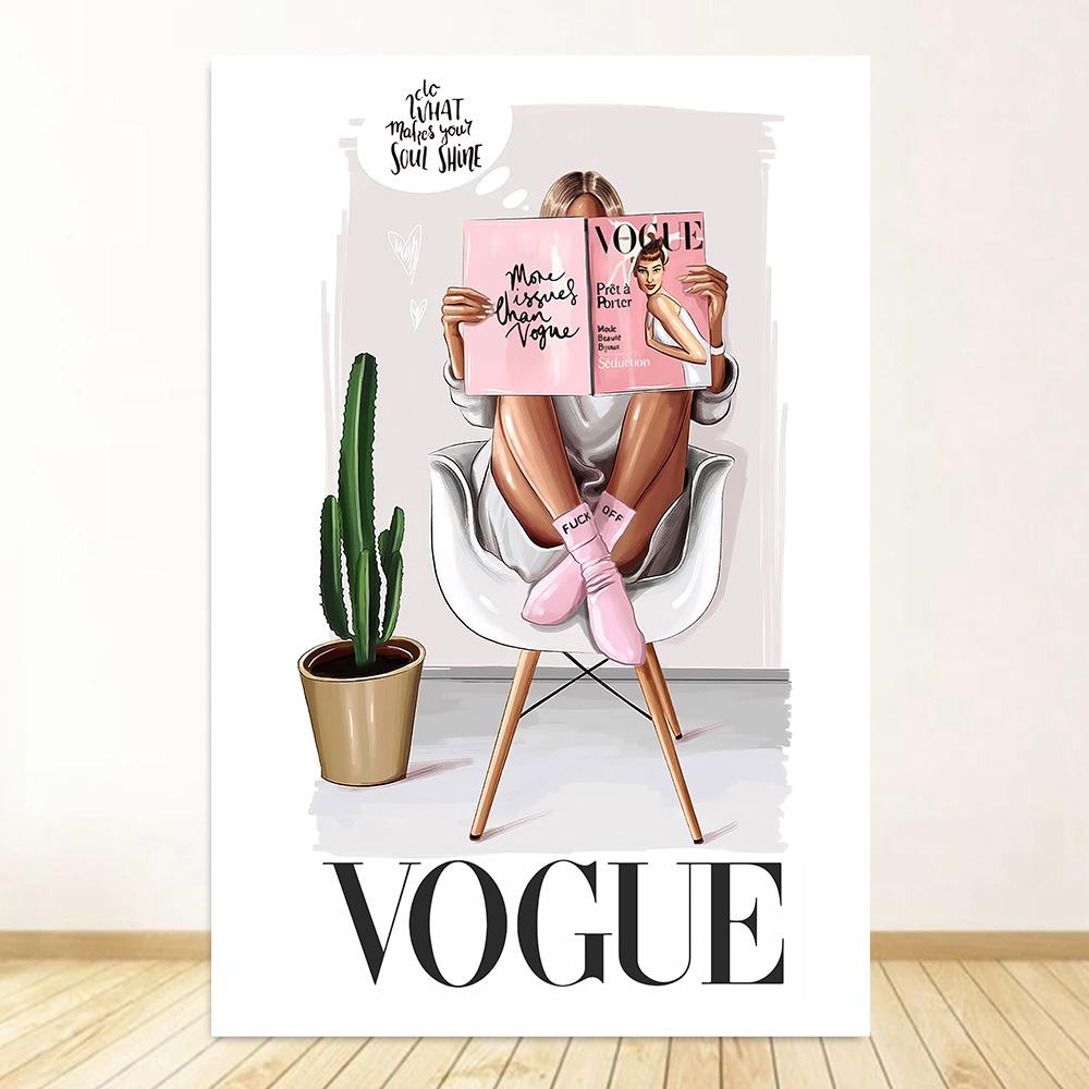 

Розовая модная девушка с цветочным принтом, духи, женские роскошные книги, декоративные картины, холст, настенные художественные фотографии, украшения для комнаты в скандинавском стиле 20x30cm