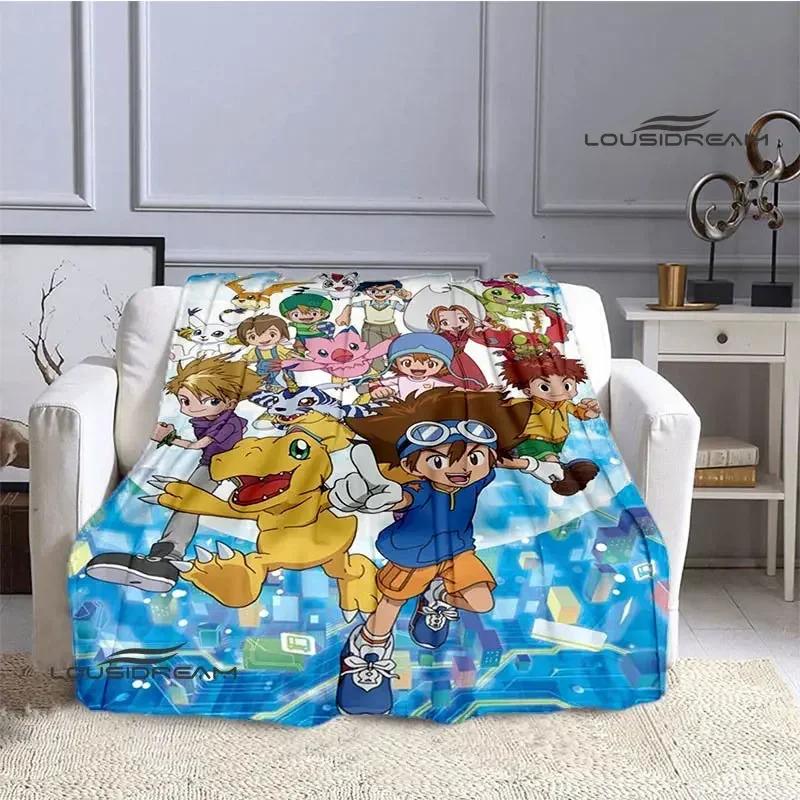 Coperta stampata cartone animato Digimon Coperta in flanella Coperta calda coperta da picnic Coperta da casa da viaggio fodere per letto Regalo di compleanno