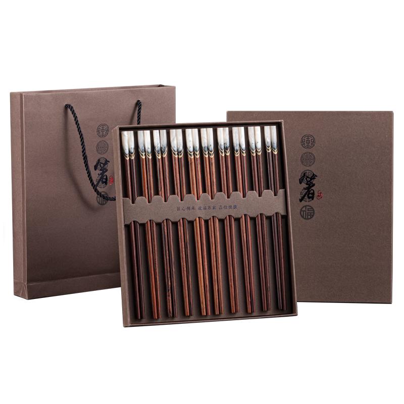 Elegant Wave Pattern Lacquer-Free Wood Chopsticks Gift Set