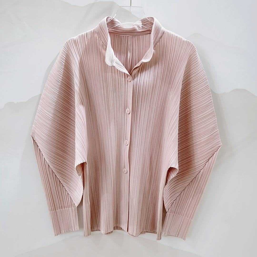 

Плиссированные рубашки, женский однобортный пышный топ с длинными рукавами, однотонная свободная офисная женская стильная осенняя одежда One size светло-розовый