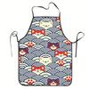 1pc Japanese-style Fan-shaped Wave and Cartoon Anime Shiba Inu Pattern Unisex Printed Apron, Chef Apron, Ideal for Kitchen Bakin