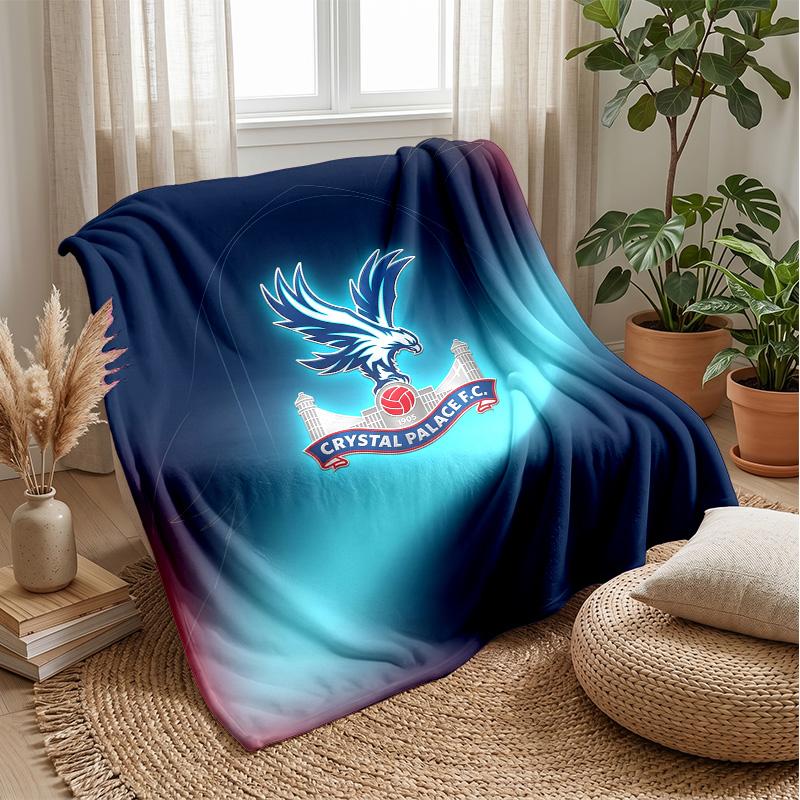 Couverture Flottante en Flanelle Imprimée Football Crystal Palace, Couverture Jetée Douce Chaude Légère pour Canapé Lit Camping