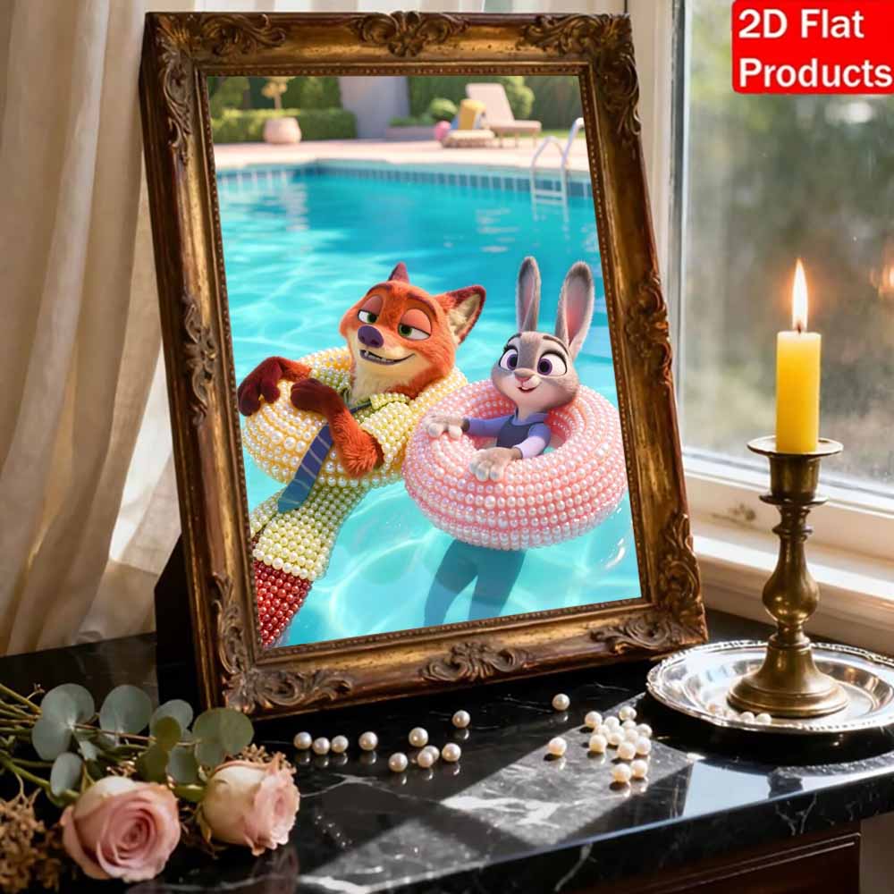 Disney Pearl Painting Zootopia Handmade DIY Pearl Gem Painting Pictures Crafts Special Shape Home Wall Decoration
