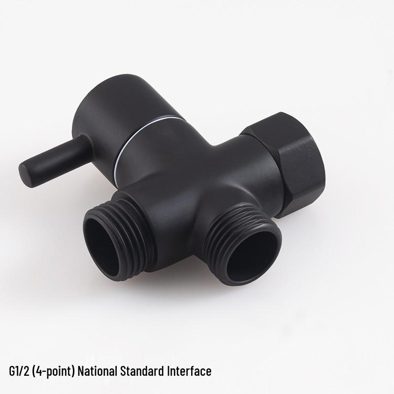 Black All-Copper Quick-Open Three-Way Water Splitter Valve for Showers