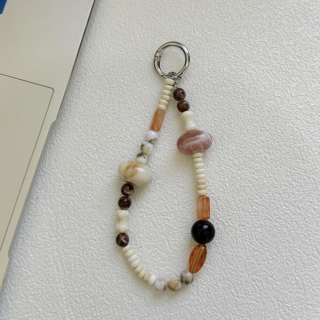 Original INS Retro Amber Handmade Phone Pendant Phone Chain CCD Camera Lanyard Beaded Hanging Ornament