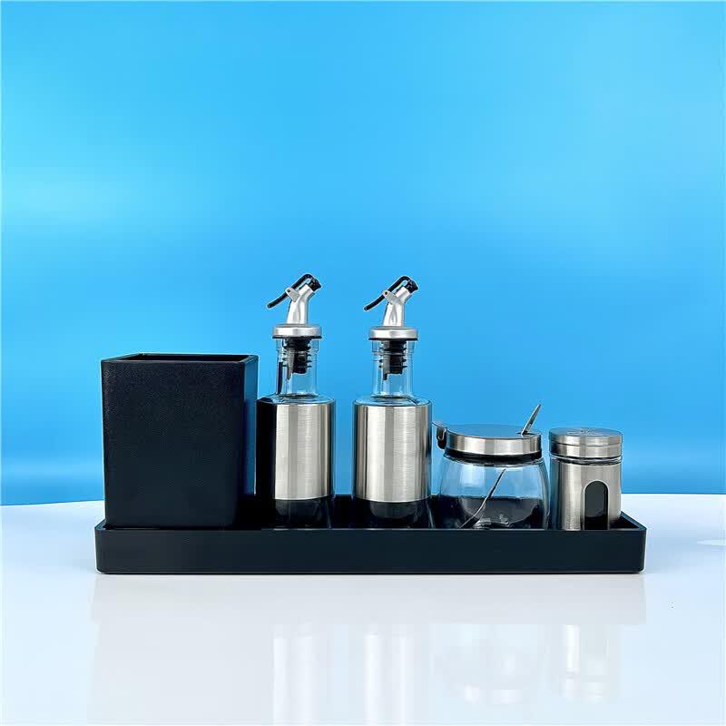 Commercial Glass Seasoning & Chopstick Holder Set