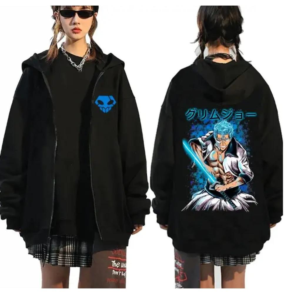 Japan Anime Bleach Kurosaki Ichigo Printed Hooded Men Women Zip Up Hoodies Casual Loose Sweatshirt Harajuku Zipper Jacket