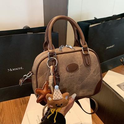 High-End Nischen-Tasche, Retro und vielseitige Umhängetasche, Colorblocking Hand-Bowlingtasche