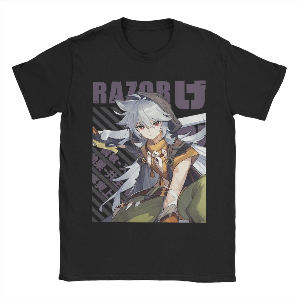 Vintage Genshin Impact Cartoon TShirts for Unisex Unisex Round Neck 100 Cotton T Shirts Gaming EleUnisext Tee Shirt Gift Idea Tops