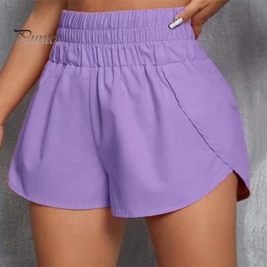 Lady Summer Shorts Women Sports High Elastic Waist Loose Soft Quick Solid Color Dry Breathable Split Hem Jogging Gum Mini