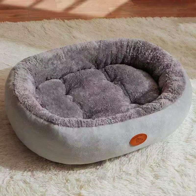Oval Pet Bed Dogs Cats Winter Warm Fleece Lined Soft Nest Indoor Sleeping Mat Size S To XXL