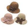 Women Sun Hat, Small Brim Straw Fisherman Hat, with Bow Decor Sun Protection UV Block Hat for Summer Outdoor Travel