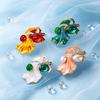 4 Styles Enamel Betta Fish Brooch Zinc Alloy Rhinestone Imitation Jade Pearl Lapel Pin Women Clothing Decor Lucky Jewelry Gift