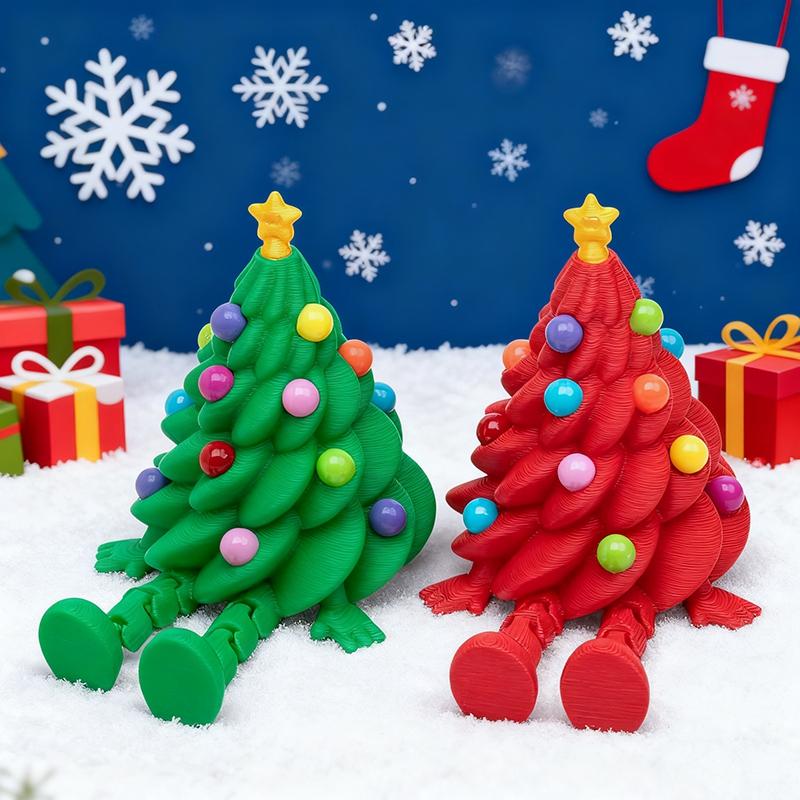 3D Printed Christmas Tree Movable Santa Claus Snowman Desktop Ornament New Year Christmas Decorations Crafts Children Gift