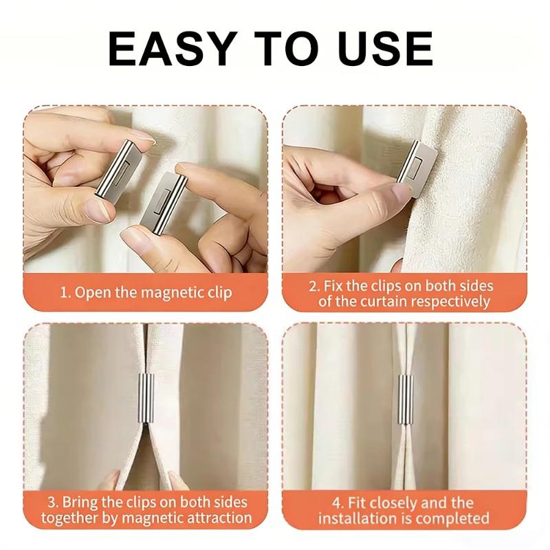 Metal Invisible Curtain Magnets Closure Magnetic Clips Nail Free Drapery Fastener Prevent Light Leaking for Curtains & Bed Net Fixing